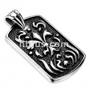 316L Stainless Steel Fiery Fleur De Lis Cast Dog Tag Pendant