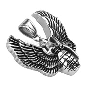 316L Stainless Steel Angel Winged Valor Star Grenade Pendant