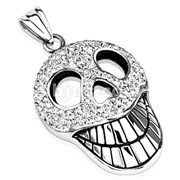 316L Stainless Steel Gem Paved Joker Clown Skull Pendant