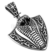 Stainless Steel Poisonous Cobra Shield Pendant