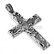 316L Stainless Steel Floral Framed Cross Pendant