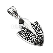 316L Stainless Steel Textured Parmula Shield Pendant 