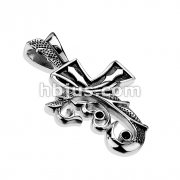 Stainless Steel Nature Inspired Vines Cross Pendant