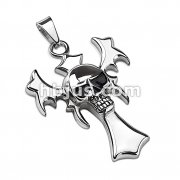 316L Stainless Steel Skull and Vampire Cross Combination Pendant