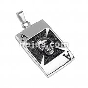 316L Stainless Steel Skull Ace Over Ingraved Celtic Cross Pendant