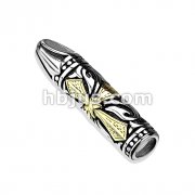 316L Stainless Steel Gold IP Cross In a Bullet-Shaped Pendant  