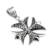 316L Stainless Steel Textured Patonce Cross Pendant