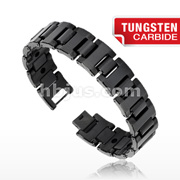 Tungsten Carbide IP Black Bio-Magnetic Wide Bracelet