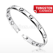 Tungsten Carbide Curve Faceted Bio-Magnetic Bracelet