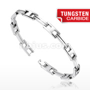 Tungsten Carbide Solid Double Bar Link Bracelet