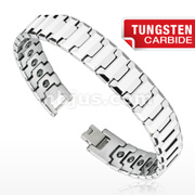 Tungsten Carbide Flat Faceted Bio-Magnetic Bracelet