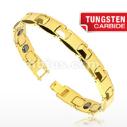Tungsten Carbide IP Gold Faceted Bio-Magnetic Bracelet