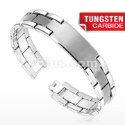 Tungsten Carbide Plate ID Brushed Center Bracelet