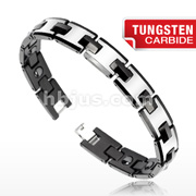 Tungsten Carbide IP Black Duo Tone Bio-Magnetic Bracelet
