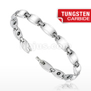Tungsten Carbide Round Curve Faceted Bio-Magnetic Bracelet