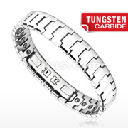Tungsten Carbide Flat Faceted Bio-Magnetic Latch Lock Bracelet
