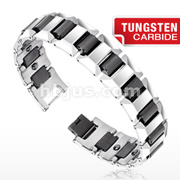 Tungsten Carbide IP Black Duo Tone Bio-Magnetic Wide Bracelet
