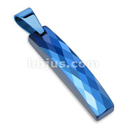 Tungsten Carbide Blue IP Multi Faceted Cut Bar Type Pendant