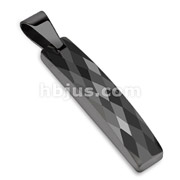 Tungsten Carbide Black IP Multi Faceted Cut Bar Type Pendant