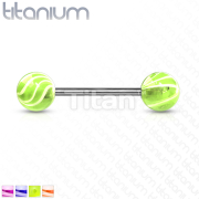 Grade 23 Solid Titanium Barbell with UV Wave Ball