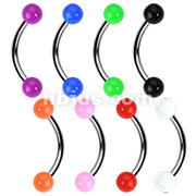 Grade 23 Solid Titanium Curve Eyebrow with Solid Color UV Ball