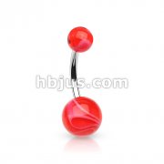 Grade 23 Solid Titanium Navel Ring with UV Wave Ball