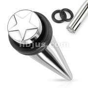 316L Surgical Steel Star Embossed Taper with O-Rings