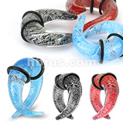 Pyrex Glass Silver Scatter Glitter Inlay Twist Taper with O-Rings
