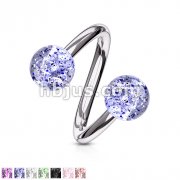 316L Surgical Steel Twist Ring with Super Glitter Balls