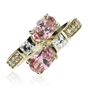 10KT. GOLD TOE RINGS W/2-PINK OVAL CZ