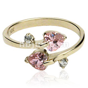10KT. GOLD TOE RINGS W/DOUBLE PINK HEART CZ