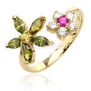 10KT. Gold CZ Flower Toering
