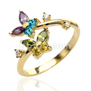 10KT. Gold CZ Butterfly Toering