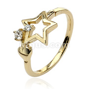 10KT. Gold Star with CZ Toering