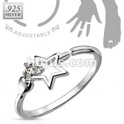 .925 Sterling Silver Star with CZ Toering