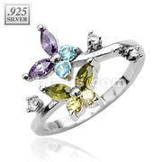 .925 Sterling Silver CZ Butterfly Toering