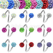 90 Pcs of Assorted Color 316L Surgical Steel Ferido Crystal Ball Twist Ring