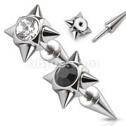 316L Surgical Steel Fake Taper with CZ Paved Spikes Top