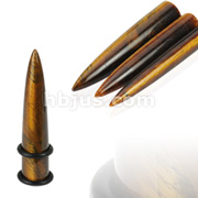 Solid Tiger's Eye Semi Precious Stone Organic Taper with O-Rings