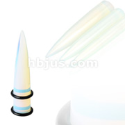Solid Opalite Argenon Semi Precious Stone Organic Taper with O-rings