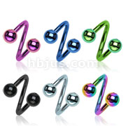 120 Pcs of Assorted Color Titanium Anodized Over 316L Surgical Steel Twist