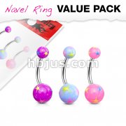 3 Pcs Value Pack of Assorted Color Starburst Acrylic Navel Ring