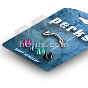 Bonus Pack Eyebrow 16G 3/8 4mm Titanium  Anodized over 316L Steel Spikes