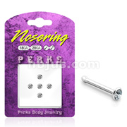 .925 Sterling Silver Nose Stud Bonus Pack with 5 Clear 1.5mm Round Gem