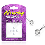 .925 Sterling Silver Nose Stud Bonus Pack with 5 Clear 2.5mm Round Gem