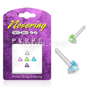 .925 Sterling Silver Nose Stud Bonus Pack with 5 Assorted 3mm Triangle Gem