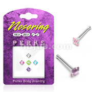 .925 Sterling Silver Nose Stud Bonus Pack with 5 Assorted 3mm Square Gem