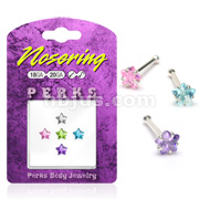 .925 Sterling Silver Nose Stud Bonus Pack with 5 Assorted 3mm Star Gem