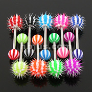 160 Pcs Barbell 14g with Candy Stripe Silicone Spikey balls