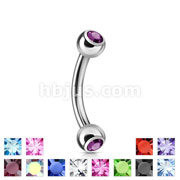14 & 16ga 316L Surgical Stainless Steel Eyebrow Curved Barbells with Double Press fit jeweled Balls